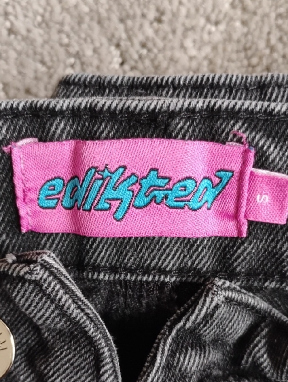 Edikted Black Denim Pants with Pink Label
